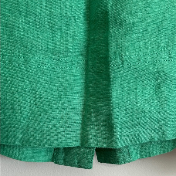 J. Crew 2X 100% Linen Square Neck Puffy Sleeves Kelly Green Blouse lightweight - Picture 14 of 16